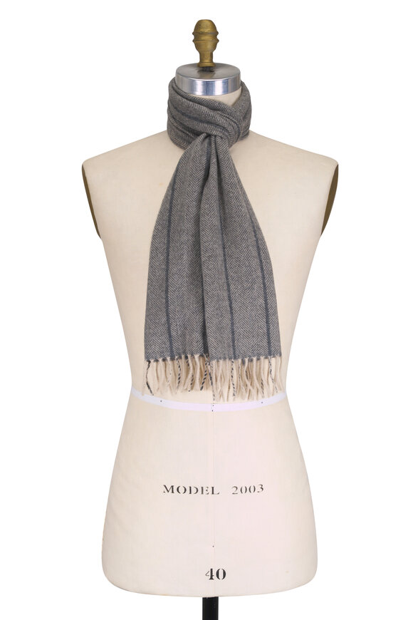 Chelsey Imports Gray Stripe Cashmere Scarf - view 1