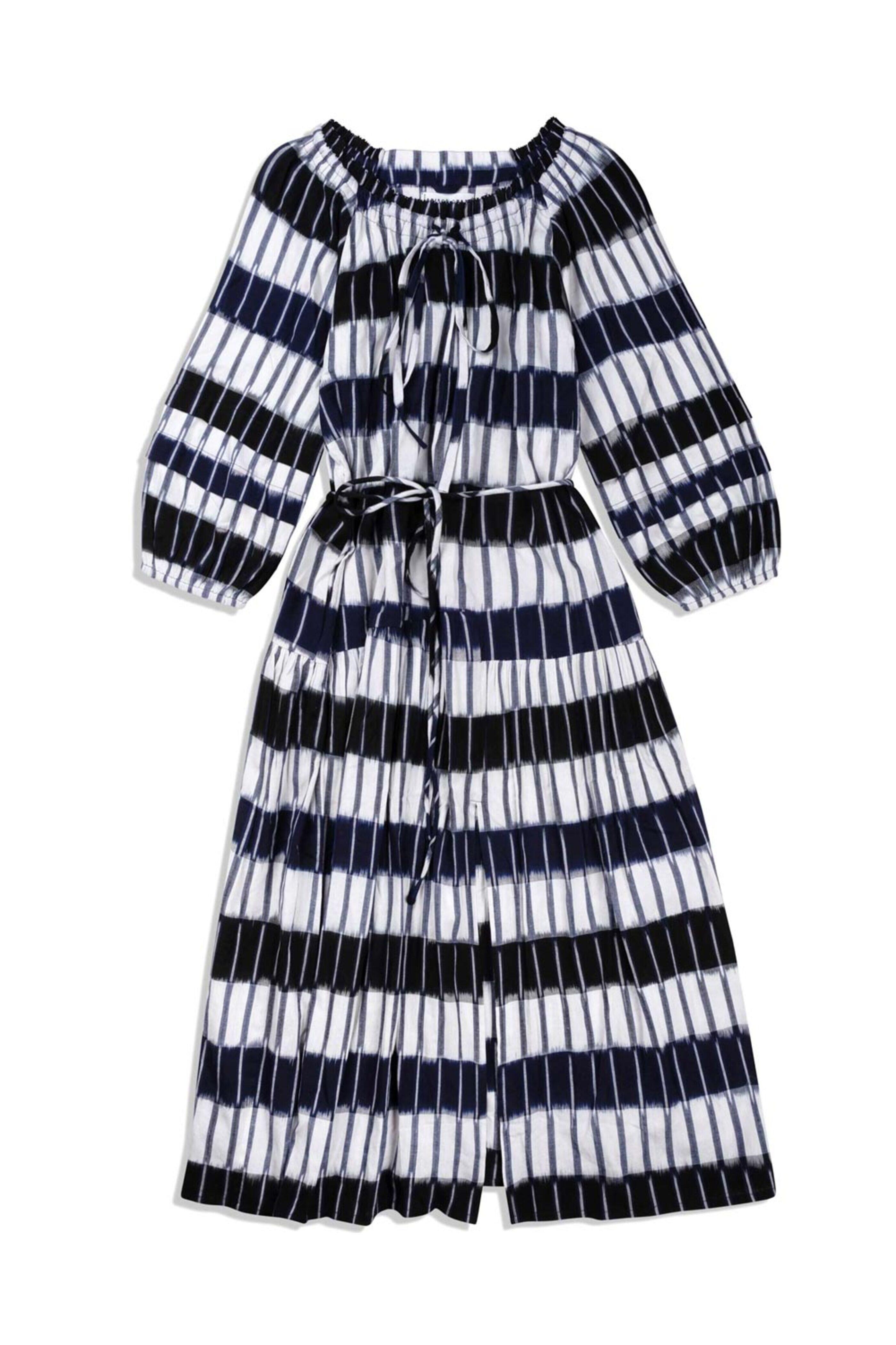 Apiece Apart - Navy Ikat Chemlali Scoop Neck Dress