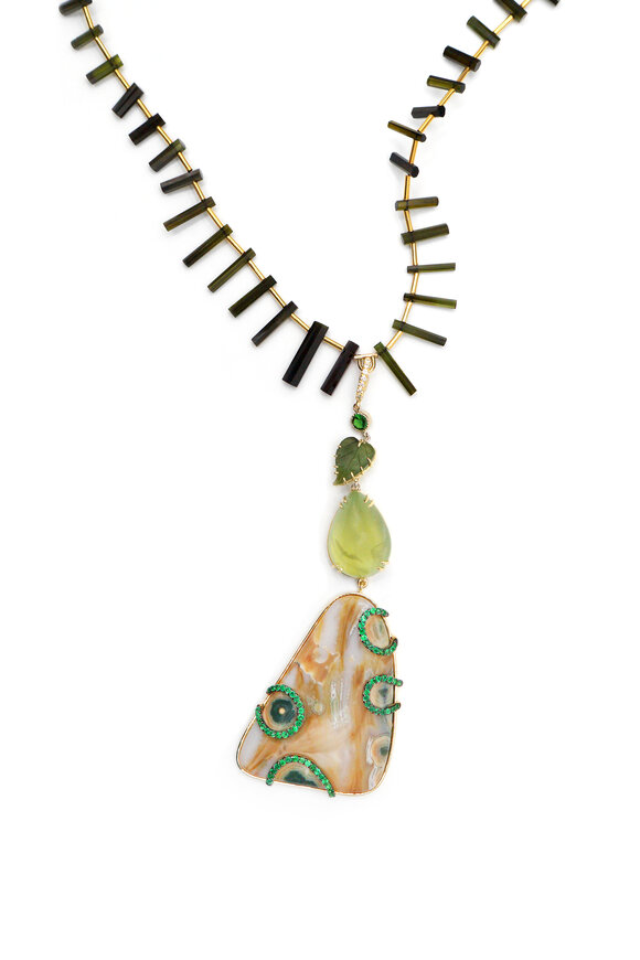 Sharon Khazzam Mixed Jasper Tourmaline Pendant Necklace
