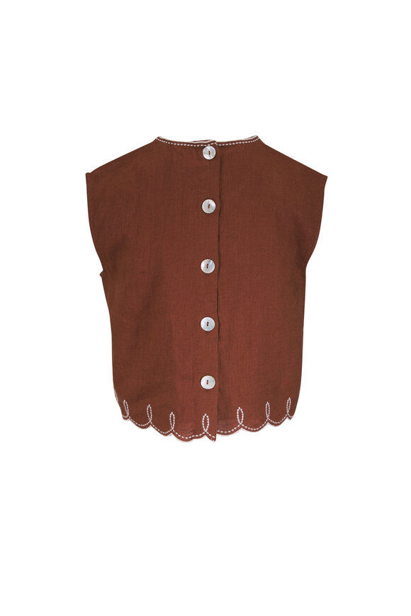 Veronica Beard Kessan Brown Linen Top - view 3