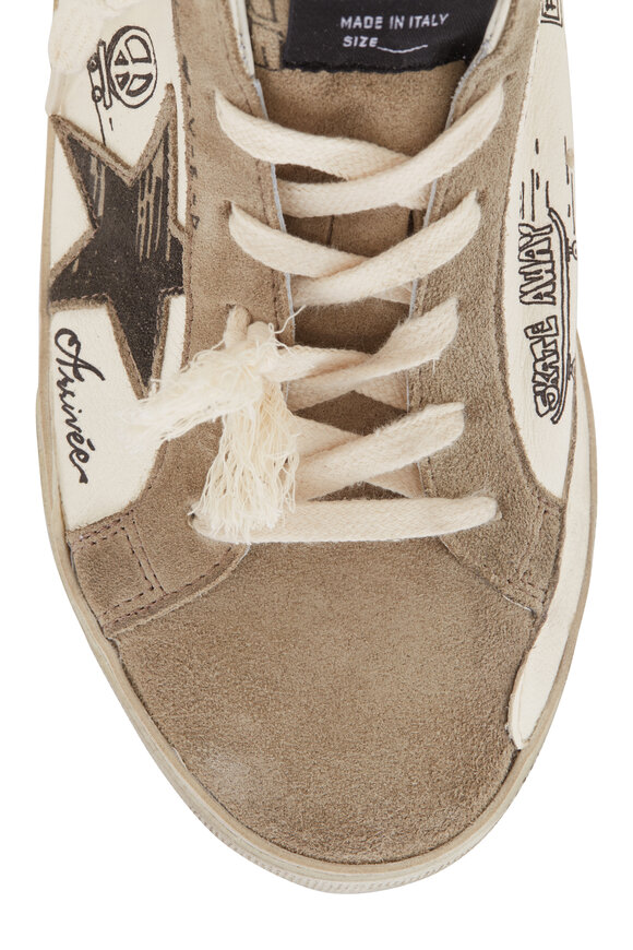 Golden Goose - Super-Star White & Taupe Graphic Doodle Sneaker 