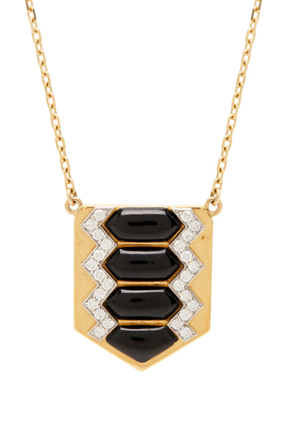 David Webb - Black Enamel Shield Necklace