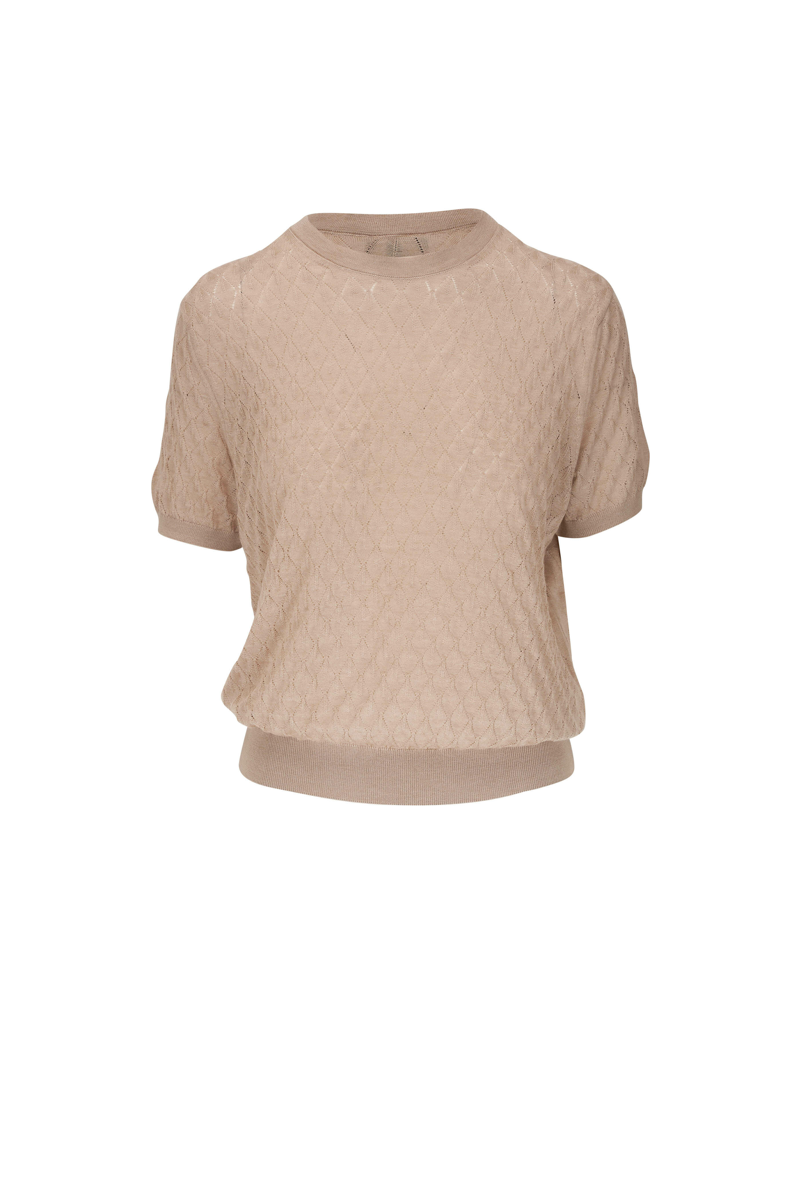 Loro Piana - Beige Short Sleeve Sweater | Mitchell Stores Loro Piana - Beige Short Sleeve Sweater | Mitchell Stores