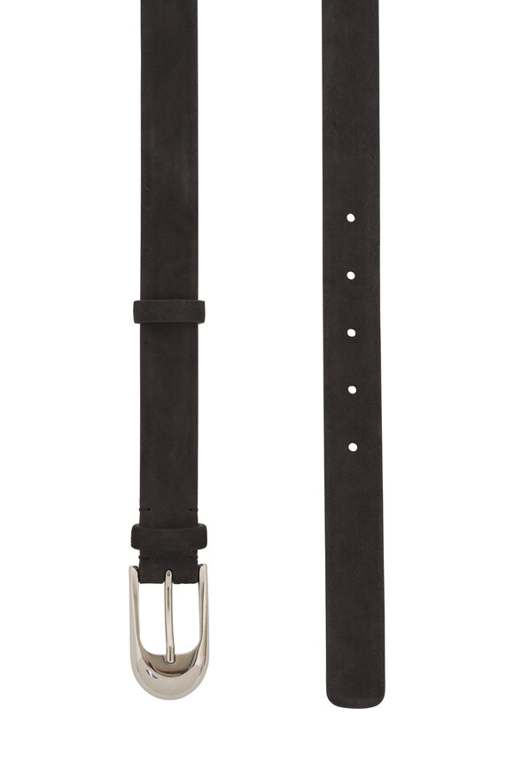 Khaite Dark Brown Suede Dome Belt, 25mm - view 3