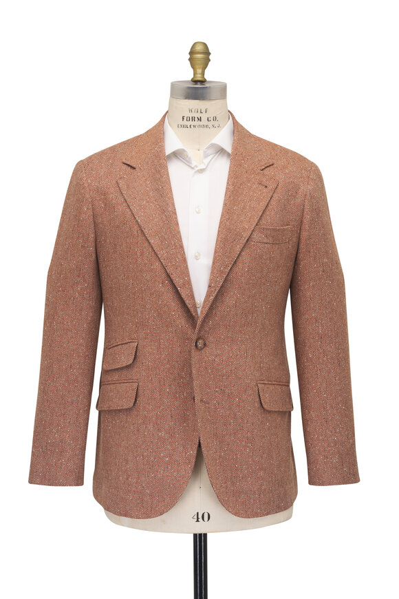 Brunello Cucinelli Wool & Cashmere Flecked Chevron Sportcoat - view 3