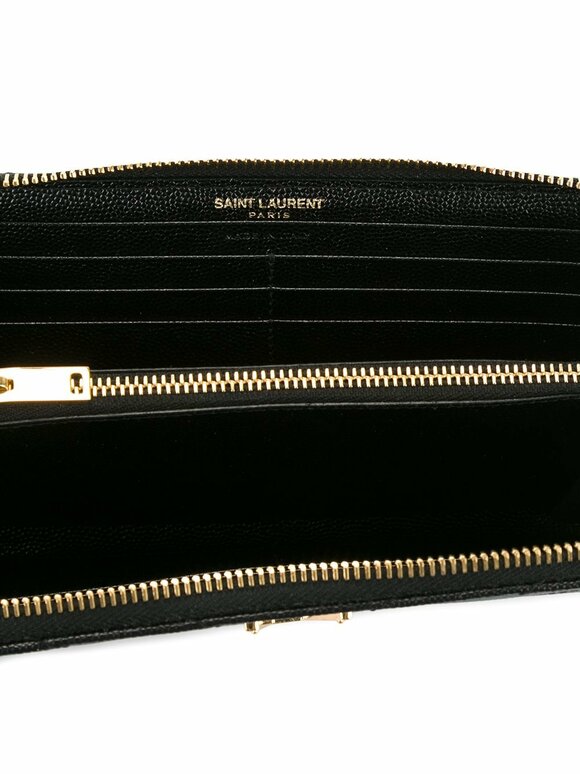 Saint Laurent Cassandre Matelassé Black Leather Zip Wallet  - view 6