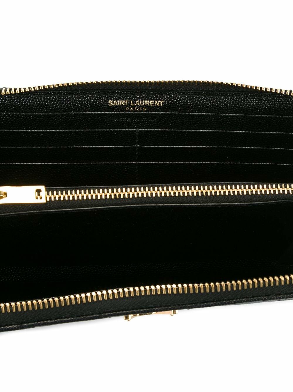長財布 Saint Laurent Black Cassandre Zip-Around Wallet Saint Laurent Cassandre Matelassé Compact Zip Around Wallet