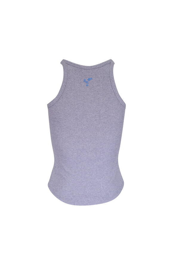 Dorothee Schumacher Ribbed Seduction Gray & Blue Embroidered Tank - view 4