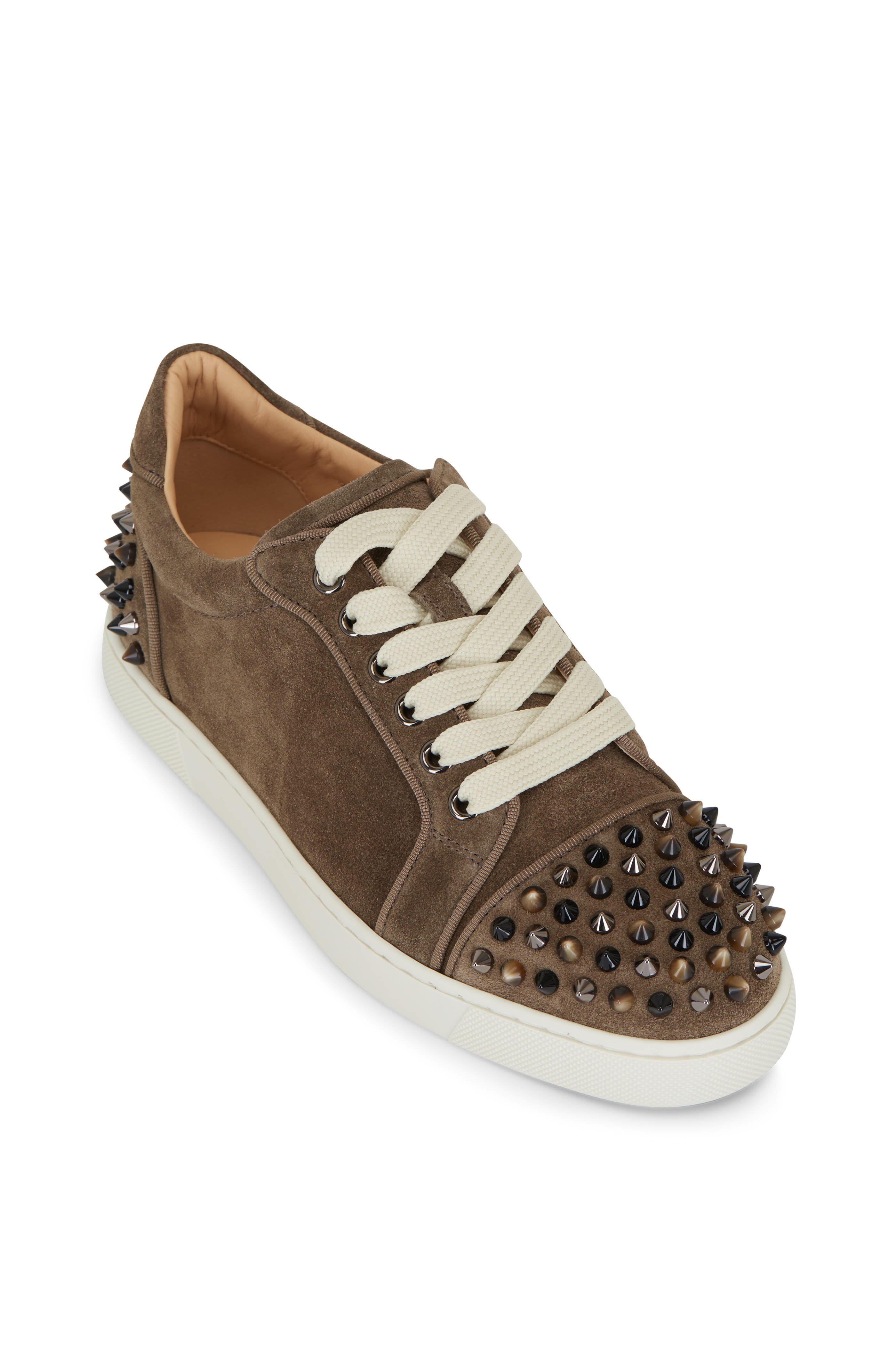 CHRISTIAN LOUBOUTIN: Vieria sneakers in leather and studs - White