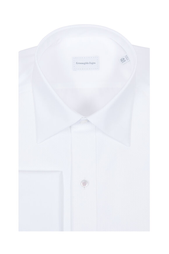 Zegna - White Piqué Cotton Dress Shirt