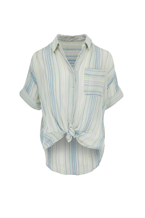 Rag & Bone - Lenny Blue Multi Stripe Tie Front Shirt