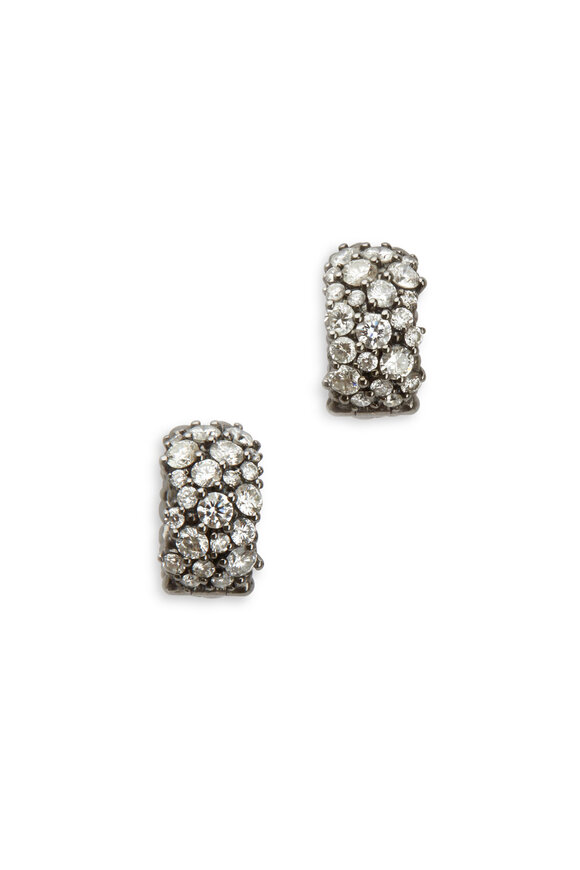 Paul Morelli - White Gold Black Rhodium Confetti Diamond Earrings