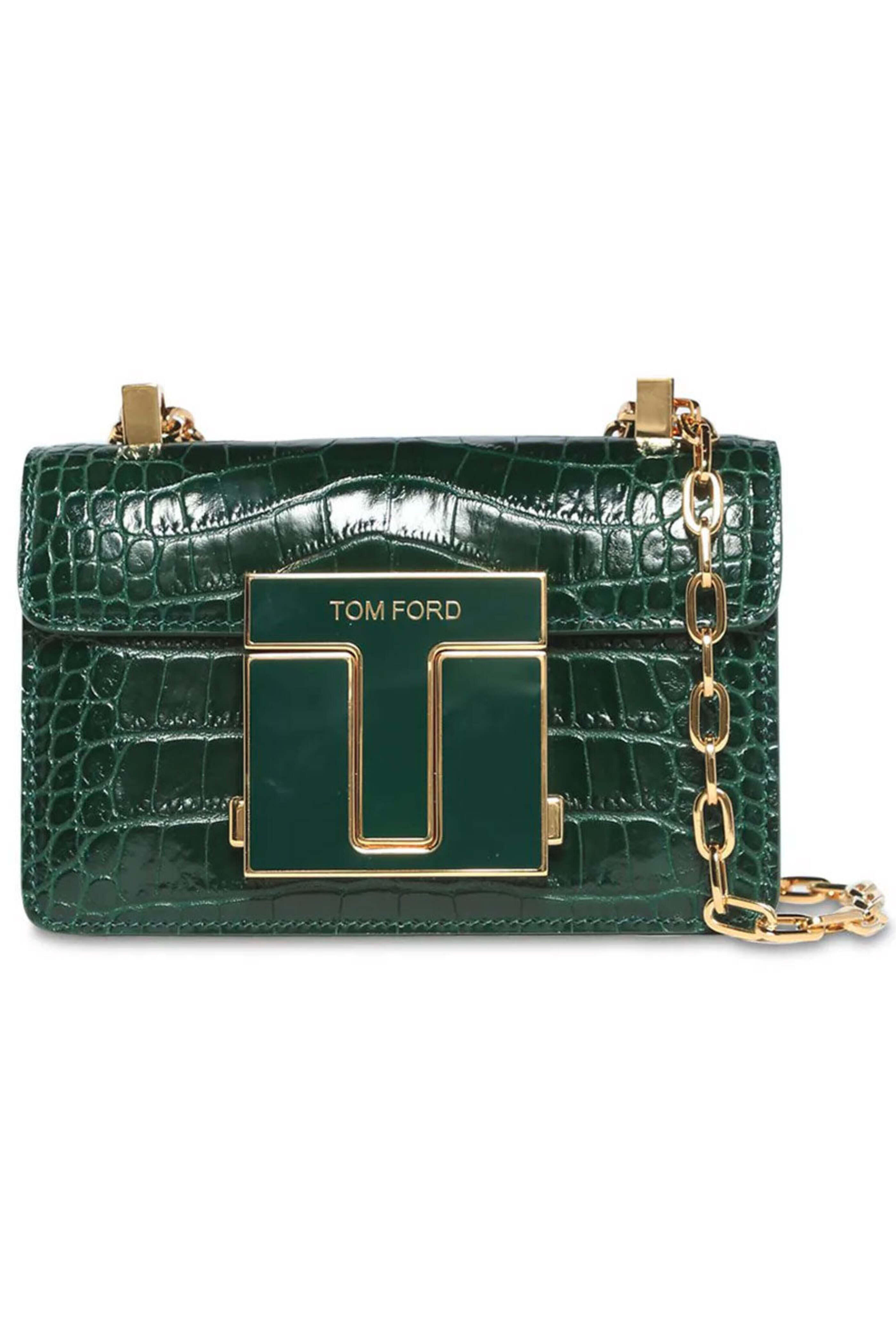 Tom Ford - Embossed Leather Shoulder Bag in Emerald