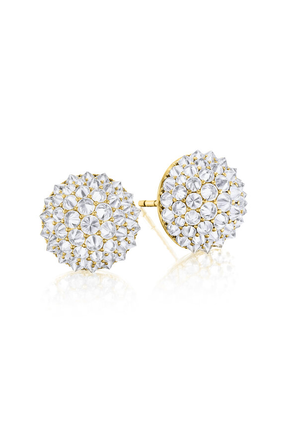 Nam Cho 18k Yellow Gold Diamond Half Ball Stud Earring - view 1