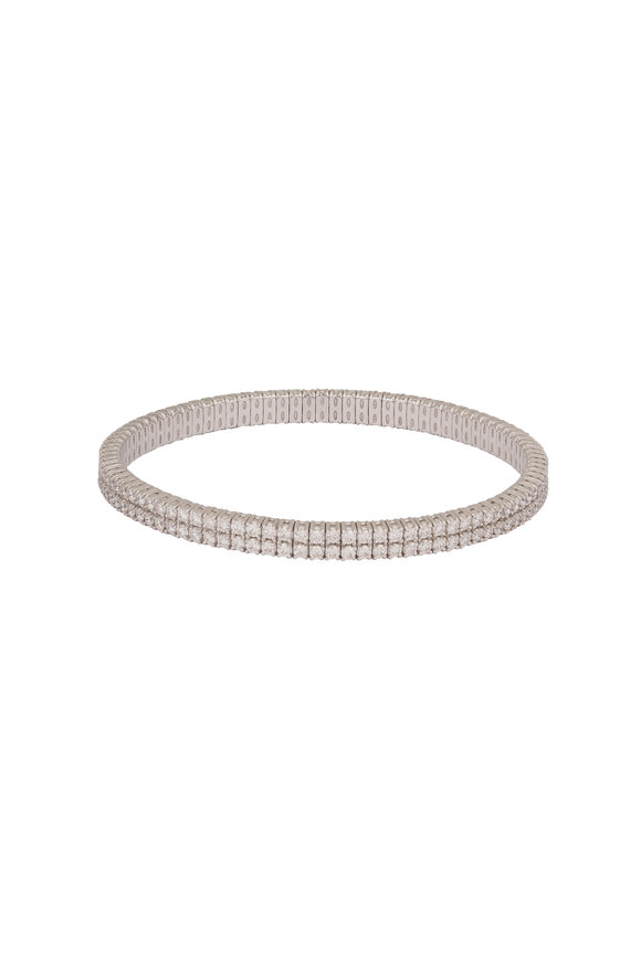 ZYDO 18k White Gold Flat Diamond Stretch Bracelet - view 1