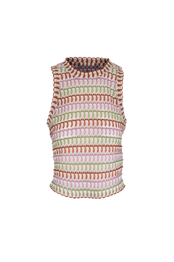 Veronica Beard Rhett Deep Ochre & Dove Multicolor Crochet Tank - view 1