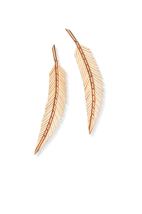 Cadar Rose Gold Feather Drop Earrings - view 3
