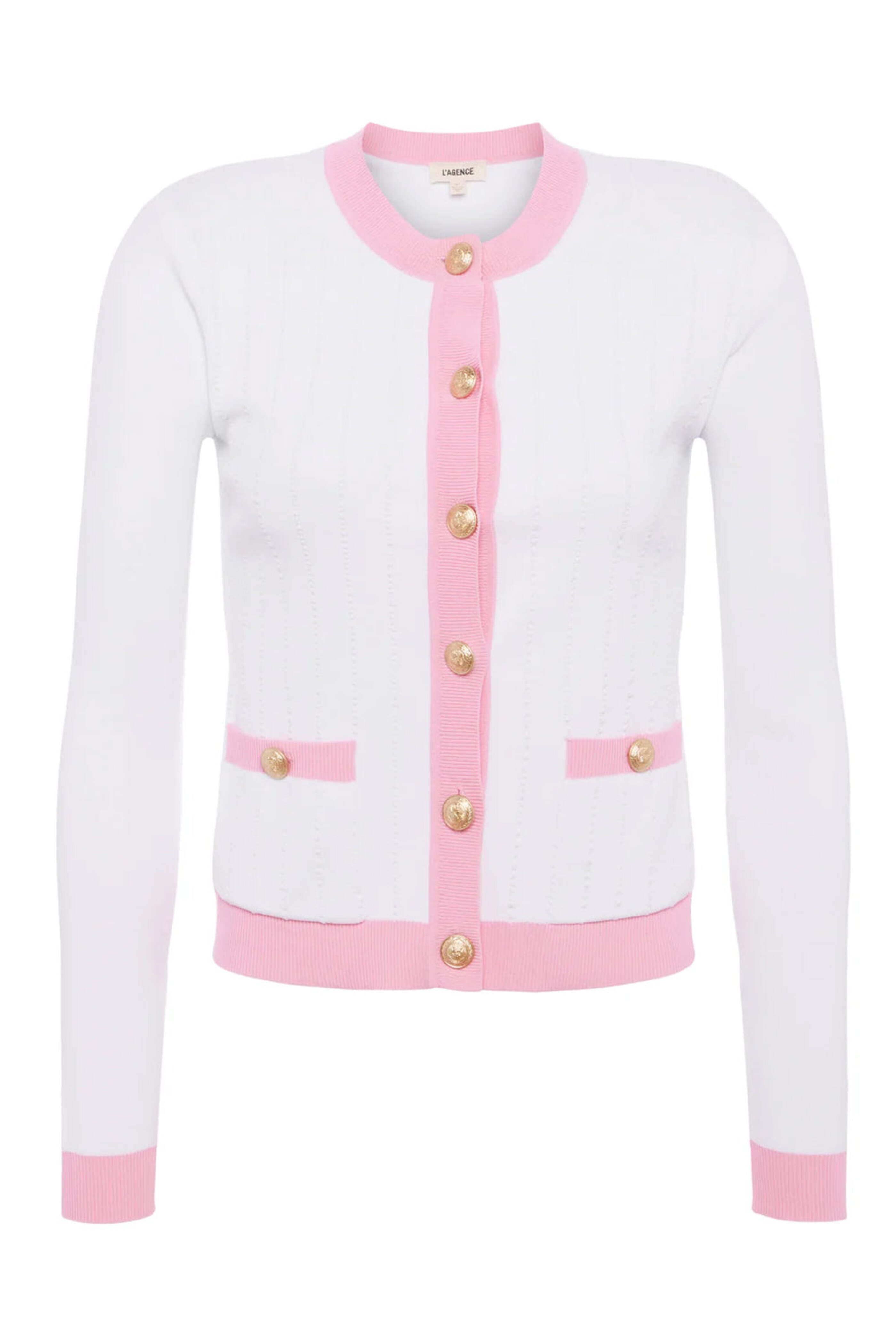 L'Agence - White and Cotton Candy Leon Cardigan