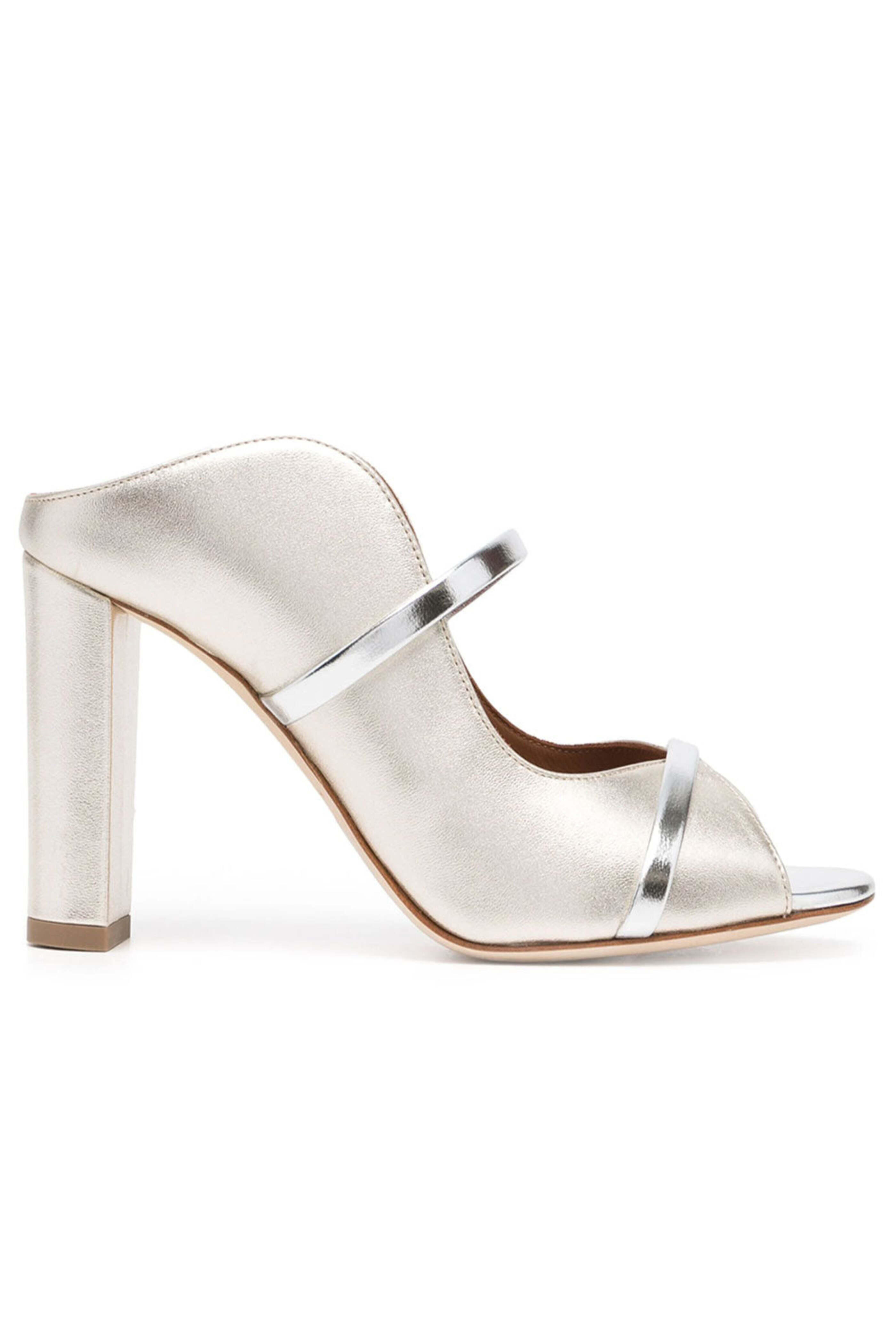 Malone Souliers - Nora Metallic Mule in Platino and Silver