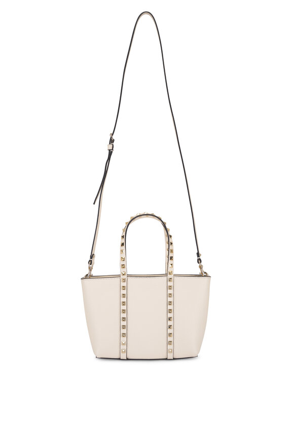 Valentino Garavani Mini Rockstud Ivory Leather Tote