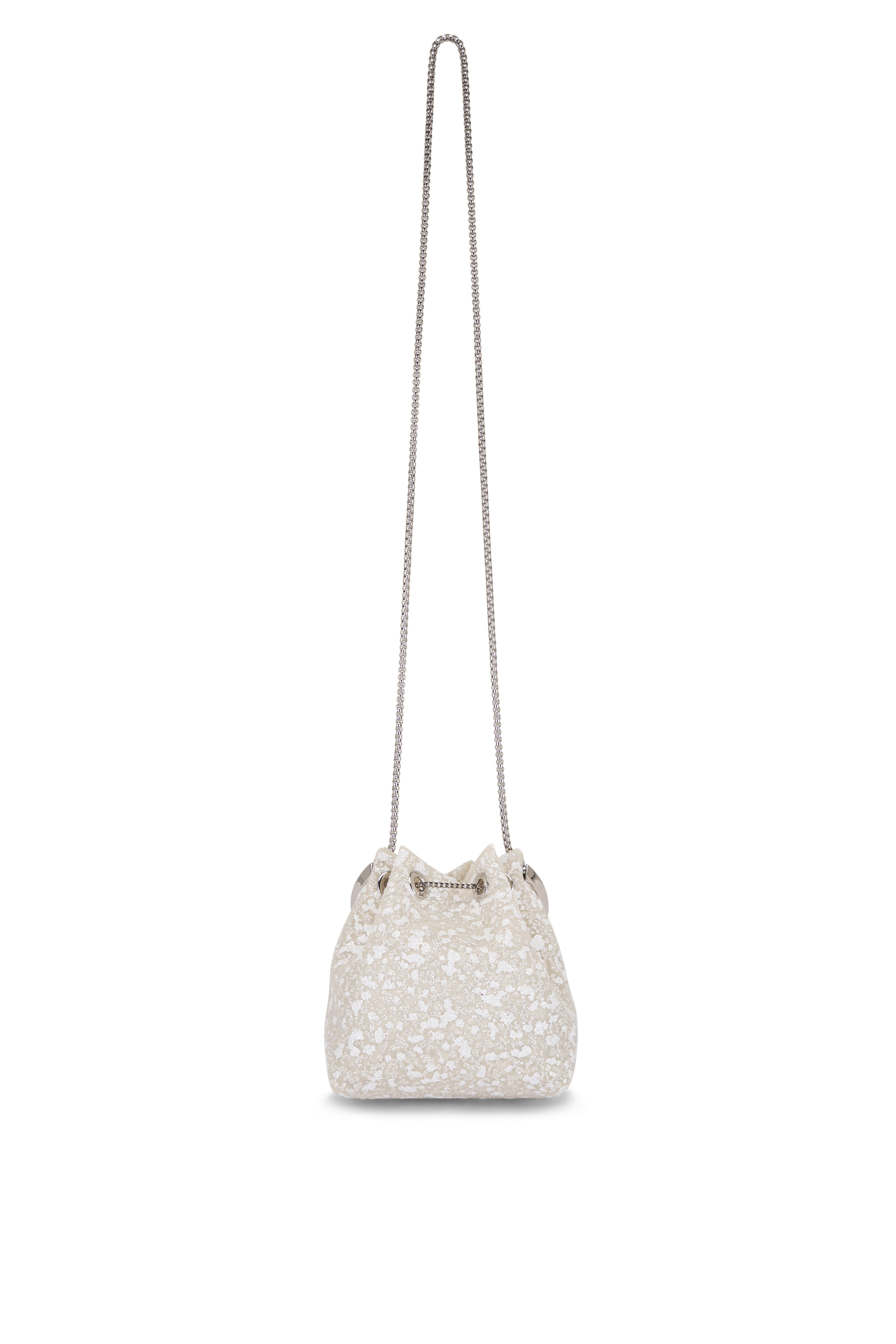 Jimmy Choo - Bon Bon Ivory & Silver Tulle Top Handle Bag