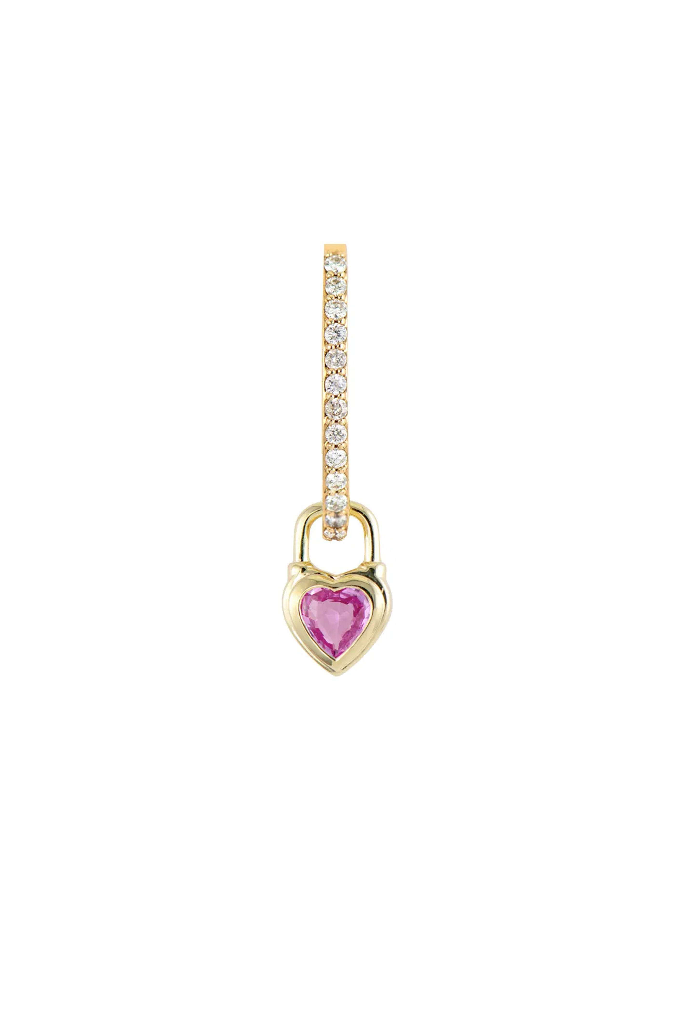 Three Stories - Beating Pink Sapphire Heart Single Charm
