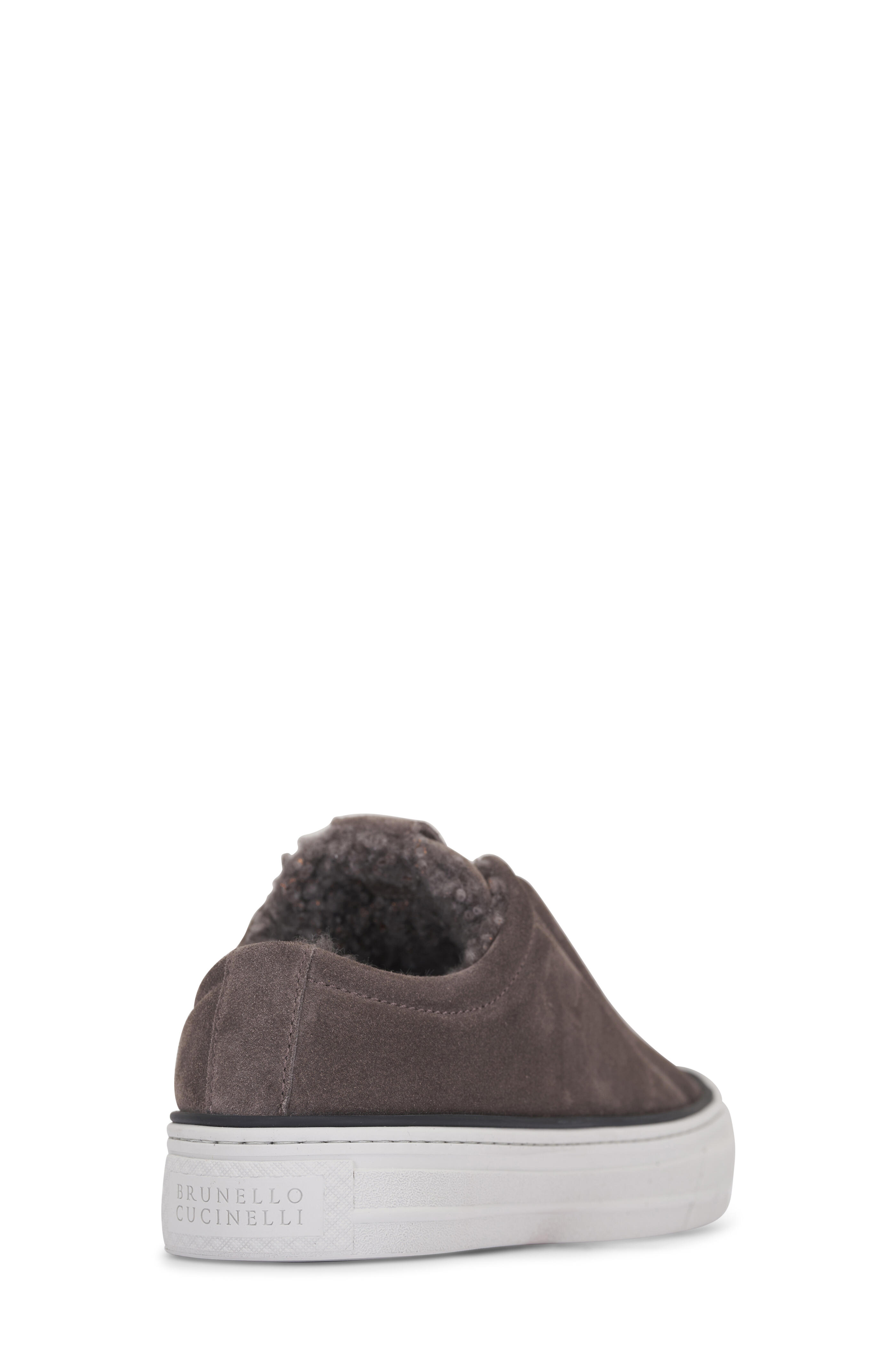 Brunello Cucinelli - Dark Gray Monili Suede Shearling Lined