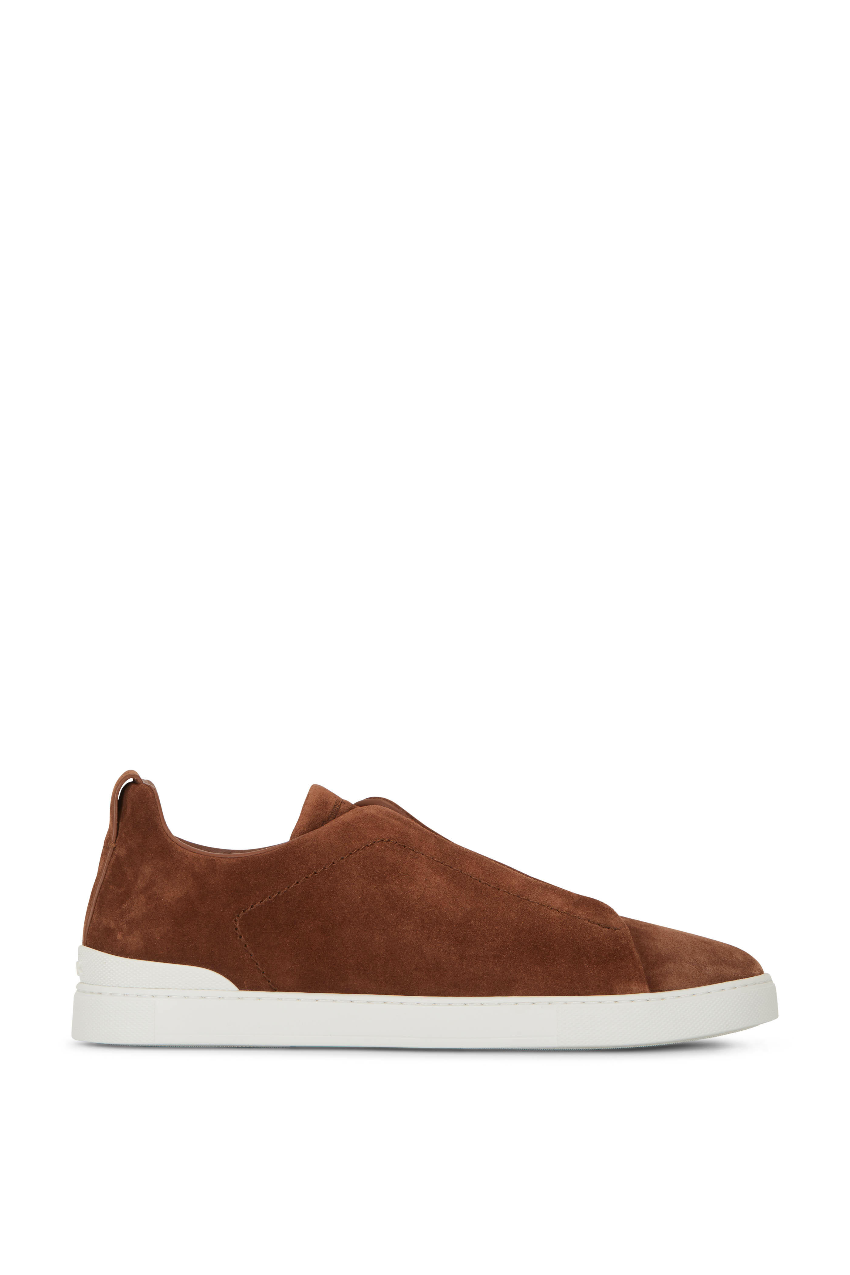 Zegna - Triple Stitch Rust Suede Sneaker | Mitchell Stores