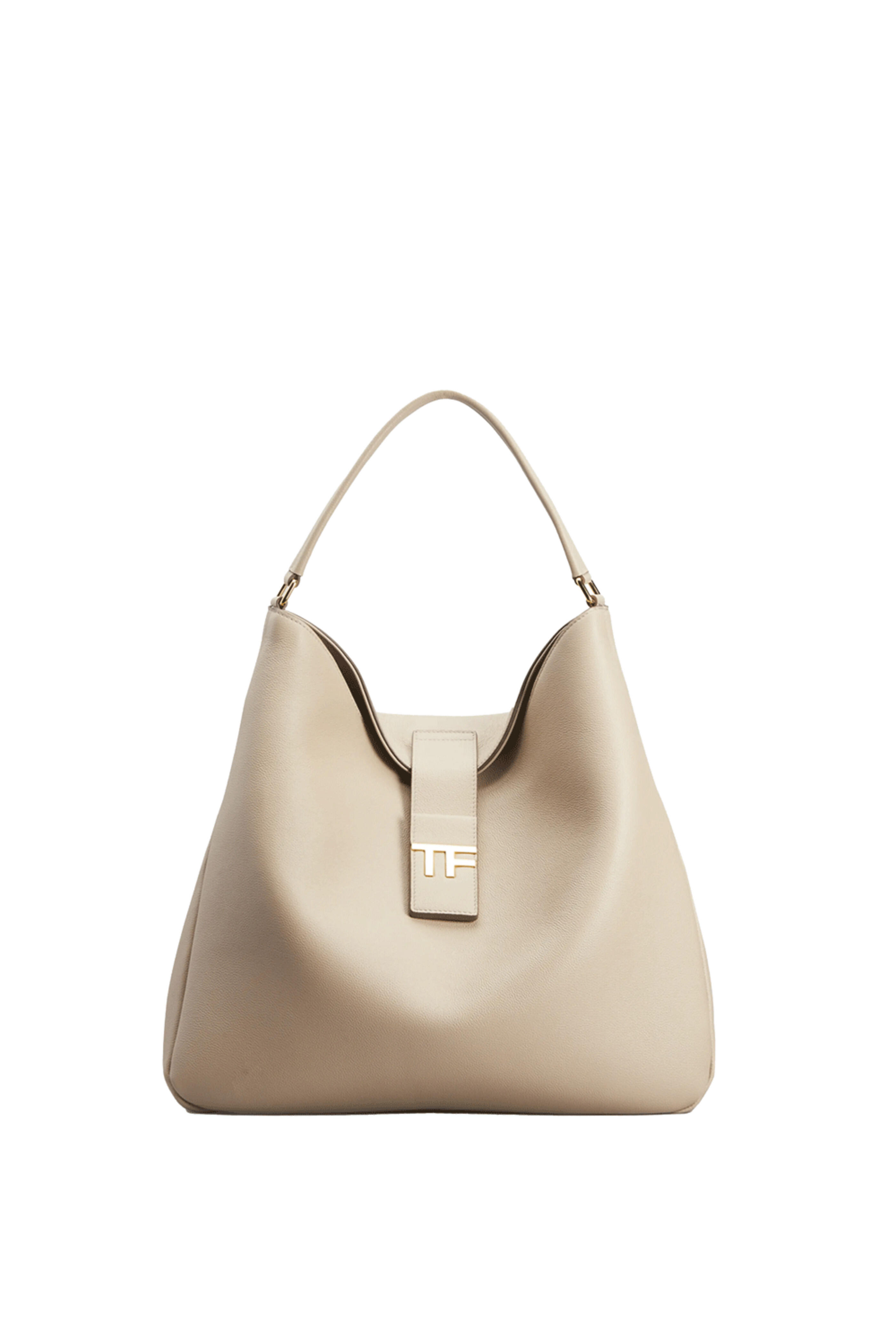 Tom Ford - Medium TF Grain Leather Hobo Bag Silk Taupe