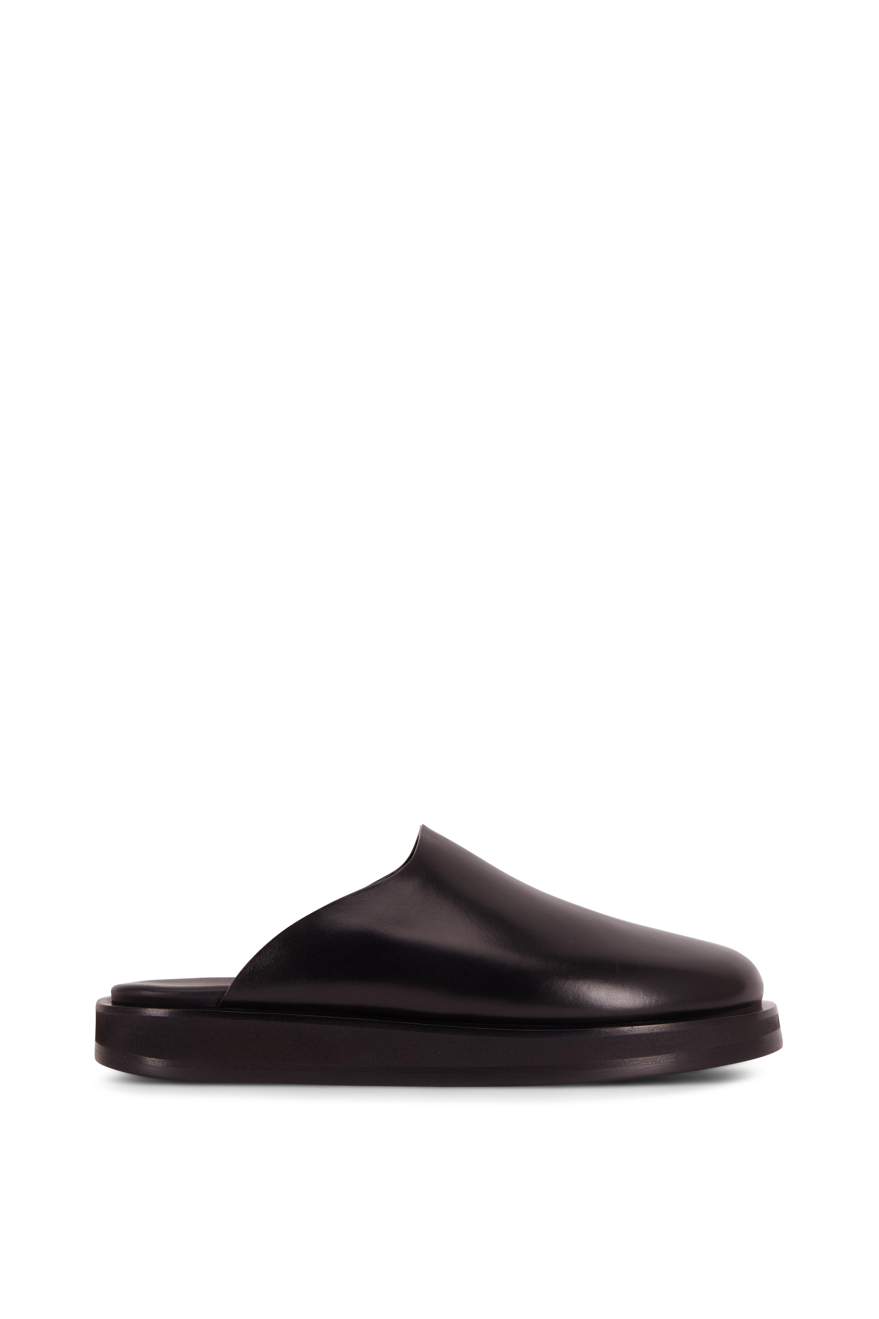 The Row - Sabot Black Leather Flat Mule | Mitchell Stores