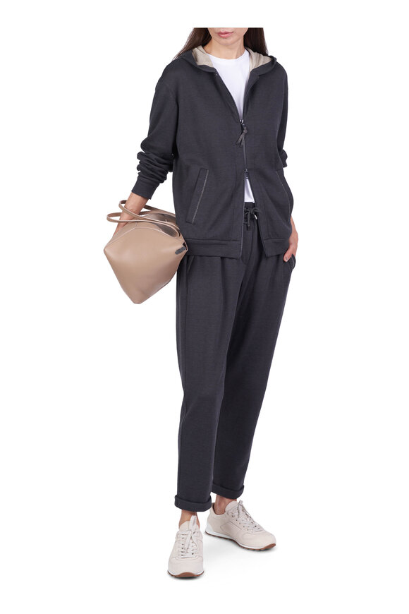 Brunello Cucinelli Coal Zip Spa Hoodie - view 5