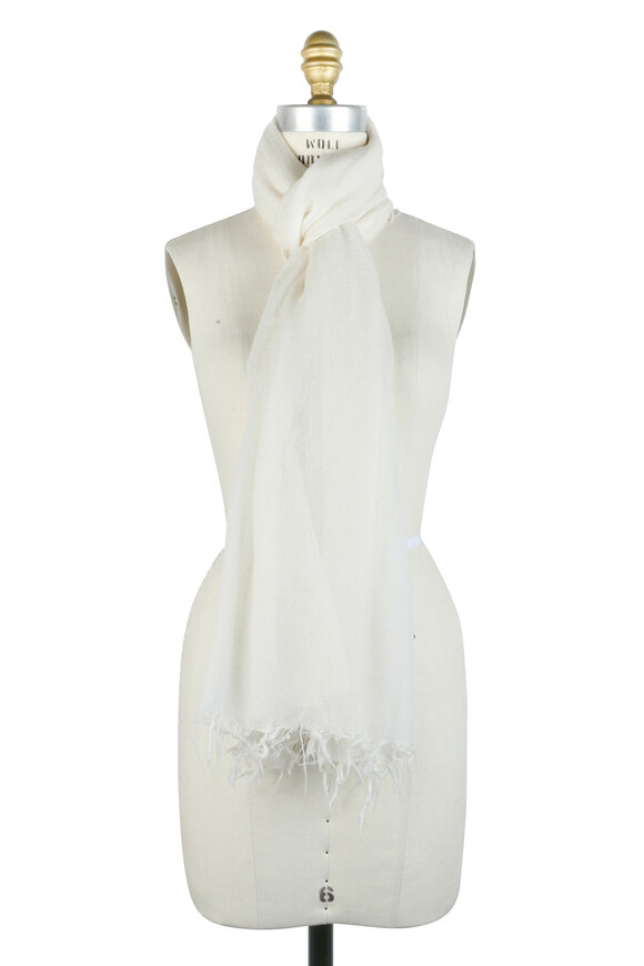 Kinross - Solid Ivory Cashmere Scarf 