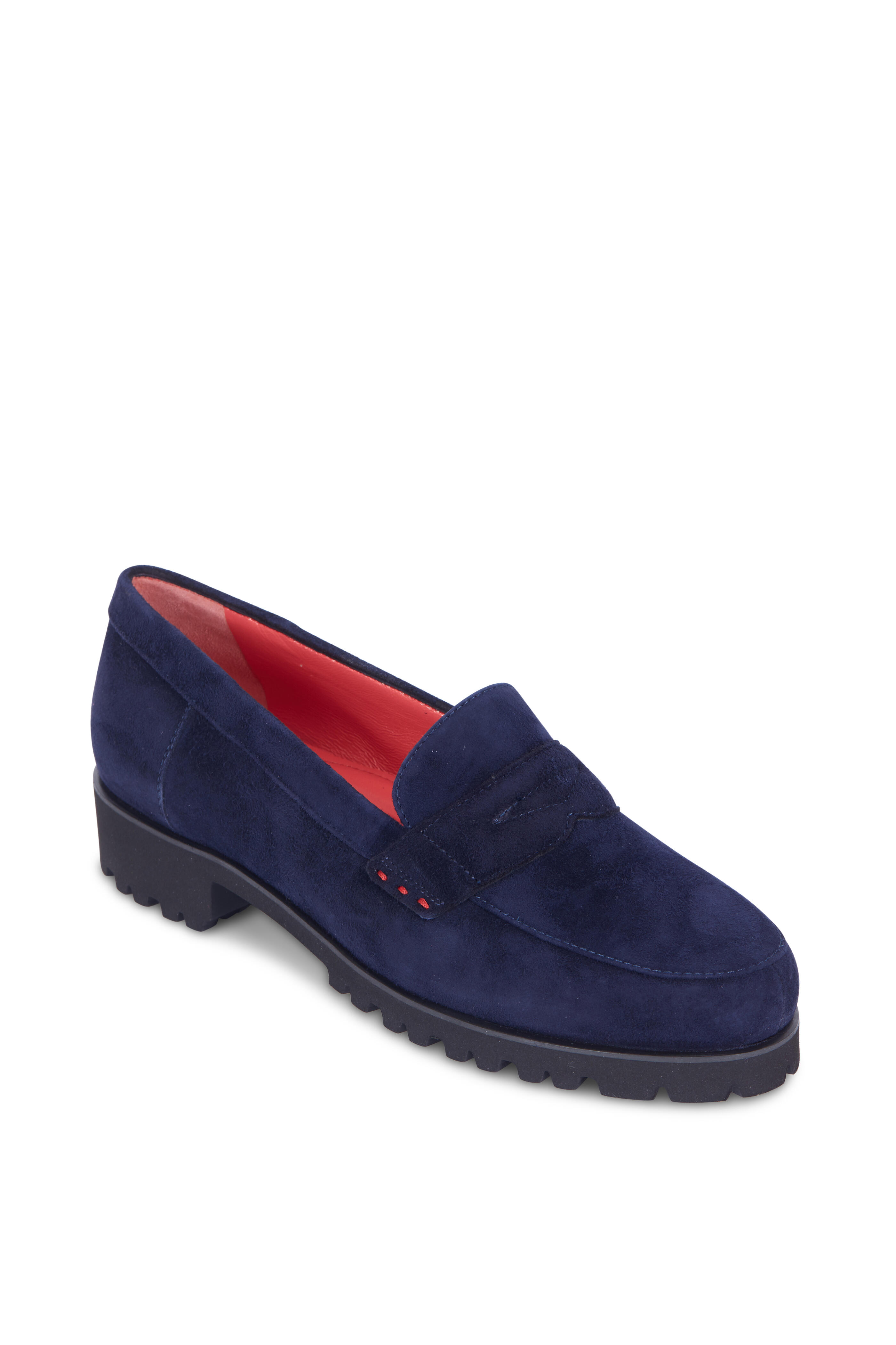 Pas de Rouge - Marta Ink Suede Rubber Sole Penny Loafer