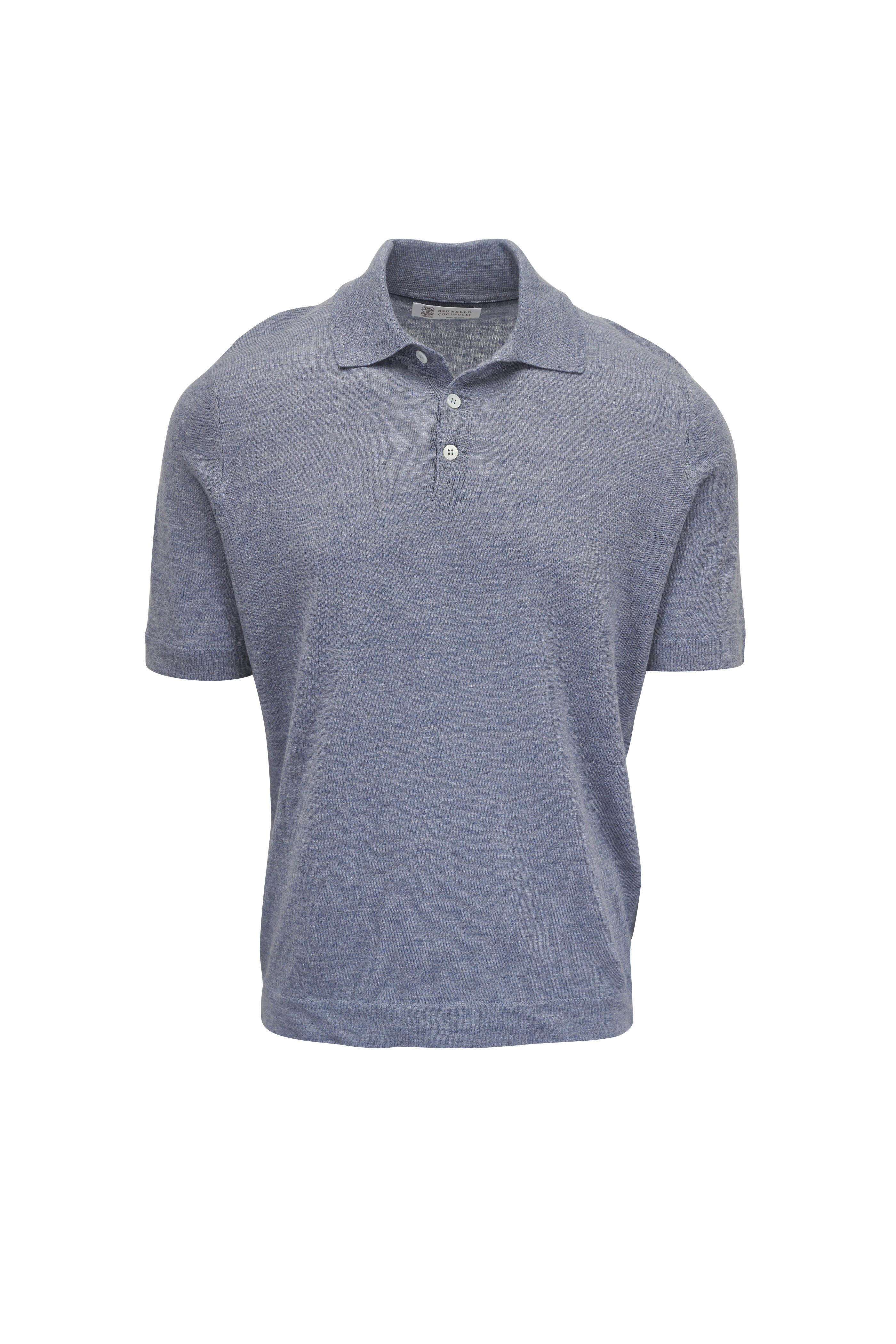 Brunello Cucinelli - Light Blue Linen & Cotton Polo Sweater