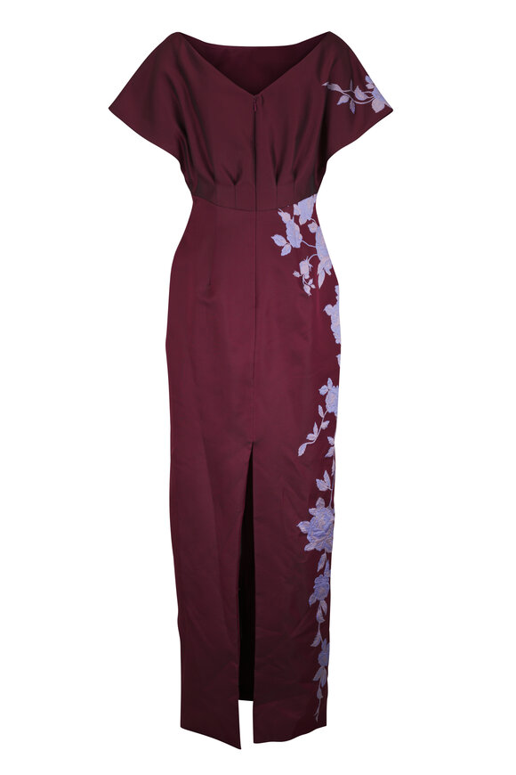 Lela Rose Rose Oxblood Lavender Fil Coupé Column Gown - view 3