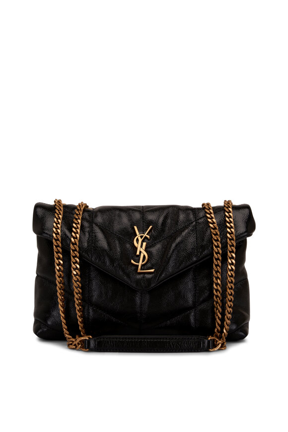 Saint Laurent - Mini Puffer Black Crinkled Leather Bag