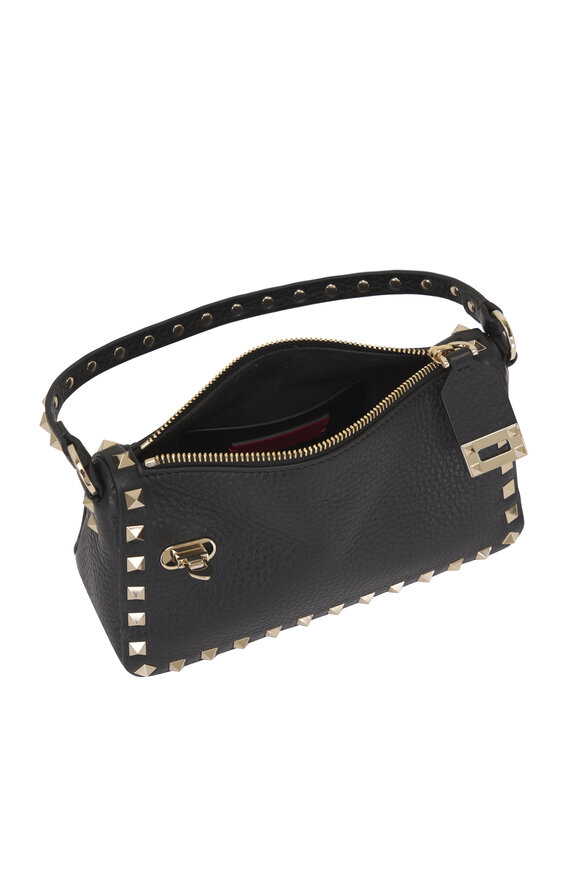 Valentino Garavani Small Rockstud Black Grainy Leather Crossbody Bag - view 4