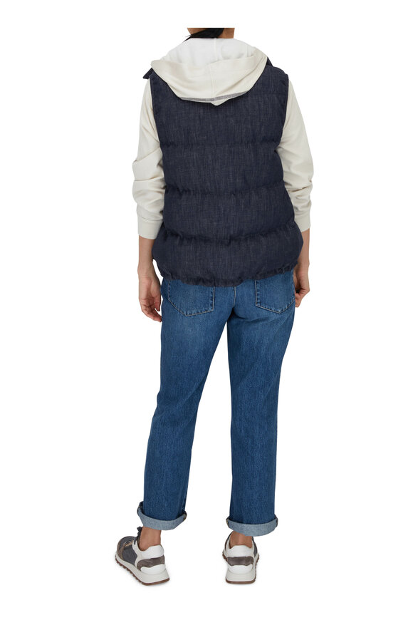 Brunello Cucinelli - Dark Denim Quilted Puffy Vest