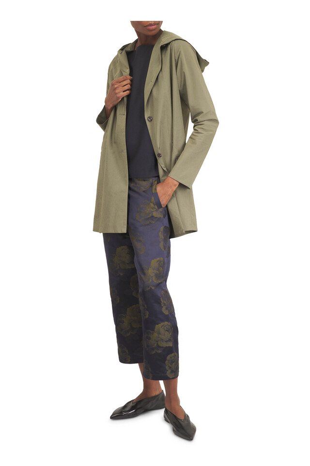 Designer outfit featuring Vesta Black Leather Kitten Heel Mule, 35mm, Squad Silk Floral Camo Pant and 2 other pieces