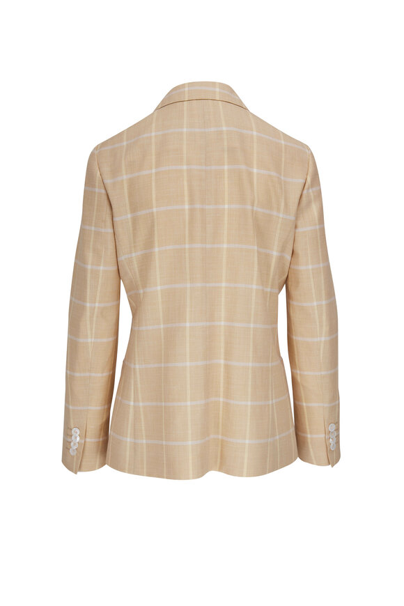 Kiton - Beige Plaid Wool, Silk & Linen Jacket