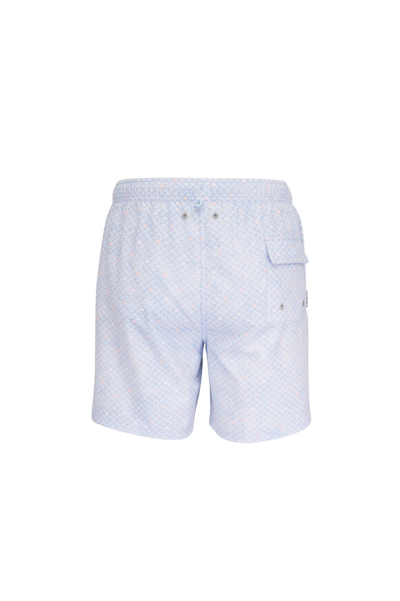 Peter Millar Light Blue Shoreline Rays Print Swim Trunks - view 2