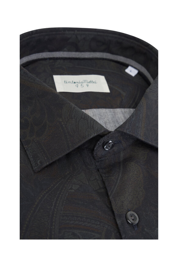 Tintoria - Dark Blue Tonal Paisley Print Sport Shirt