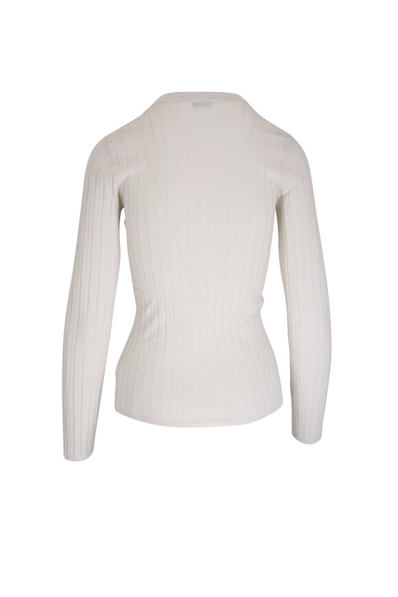 Brunello Cucinelli - Warm White Lurex V-Neck Top 