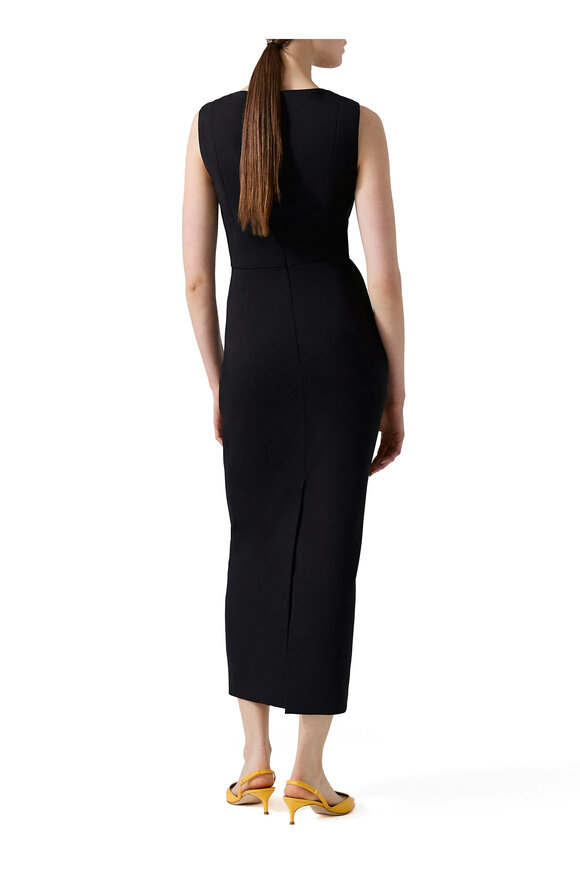 Carolina Herrera - Black Stretch Wool Midi Dress 