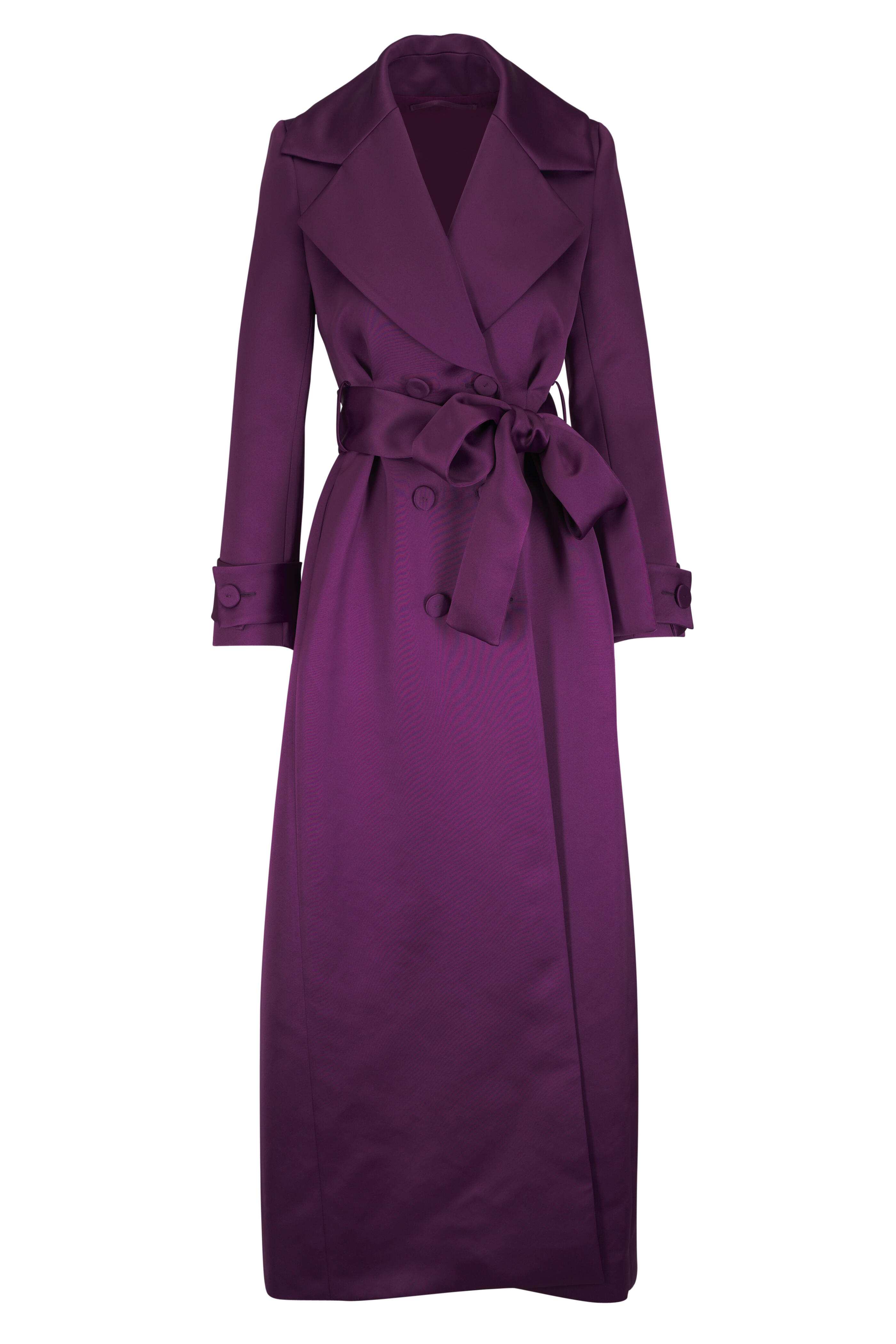 Carolina Herrera - Eggplant Satin Trench Coat