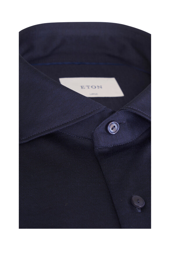 Eton Filo Di Scozia Navy Blue Cotton Dress Shirt - view 2