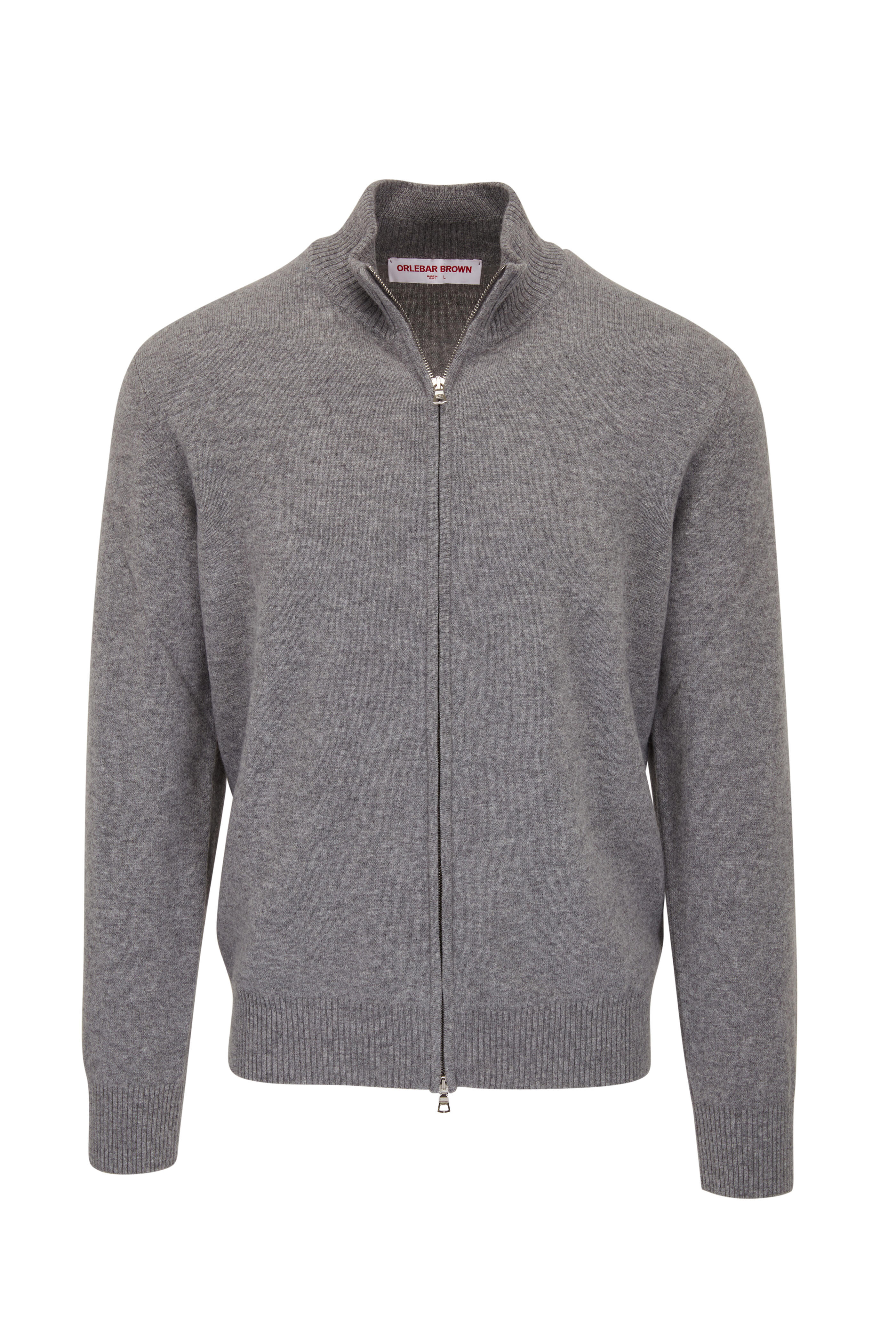 Orlebar Brown - Swan Cashmere Grey Mélange Zip Jumper