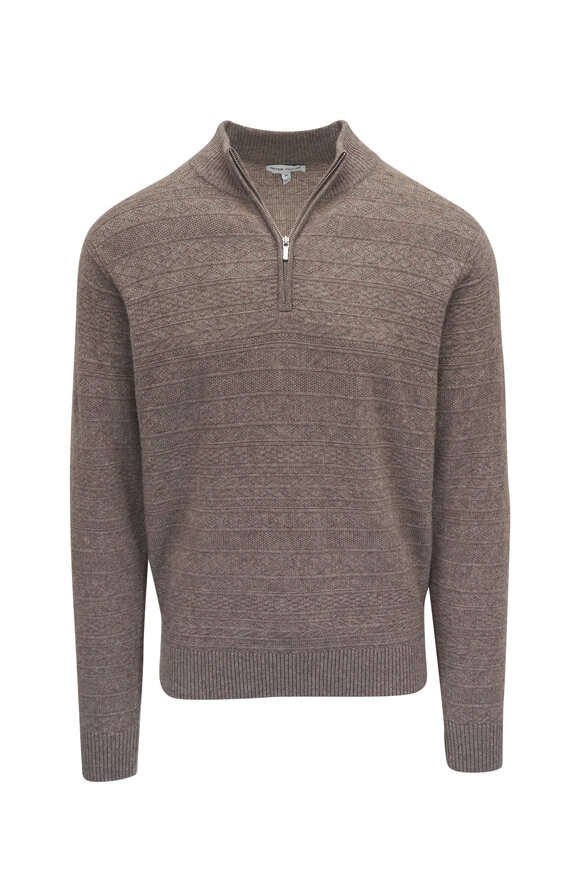 Peter Millar Crescent Sand Textured Quarter Zip Pullover