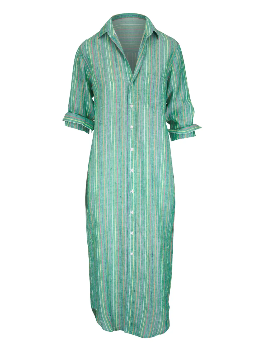 Frank & Eileen - Rory Green Multi Stripe Maxi Shirtdress