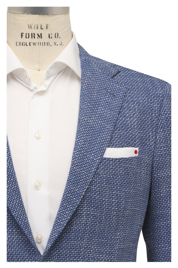Kiton Blue & White Wool & Silk Sportcoat - view 1